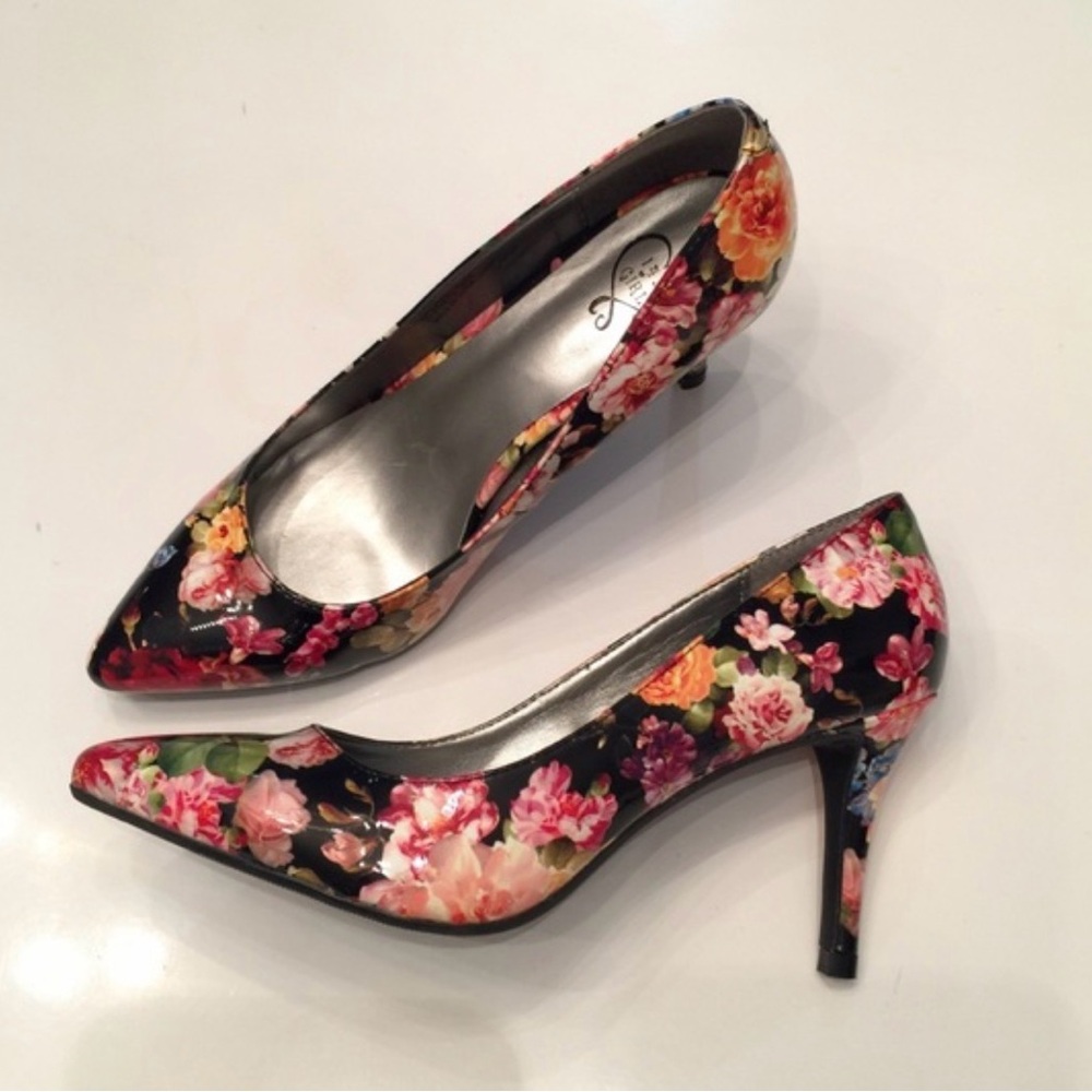 143 Girl Black Floral Heels
